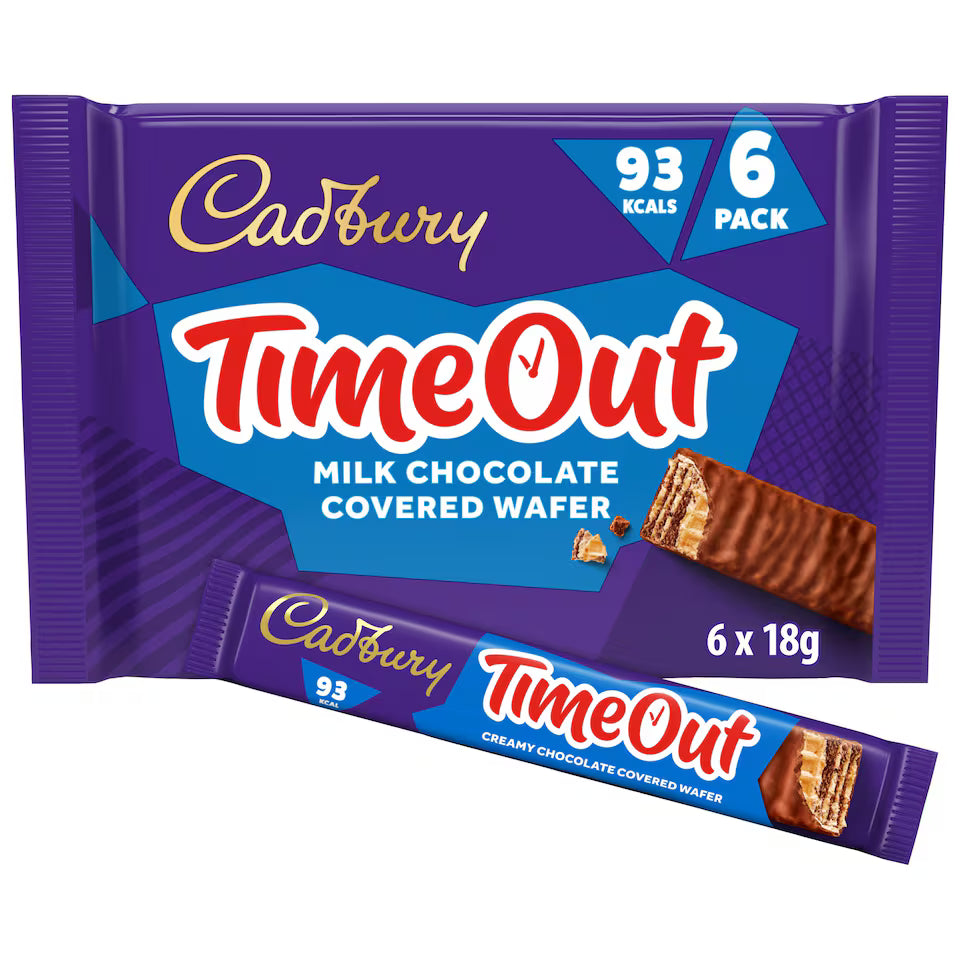Cadbury Time Out Milk Chocolate Wafer 6-Pack Multipack 108g