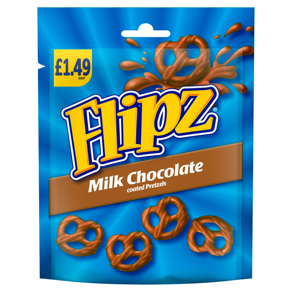 Flipz Milk Chocolate Pretzels Bag 149g PMP £1.49