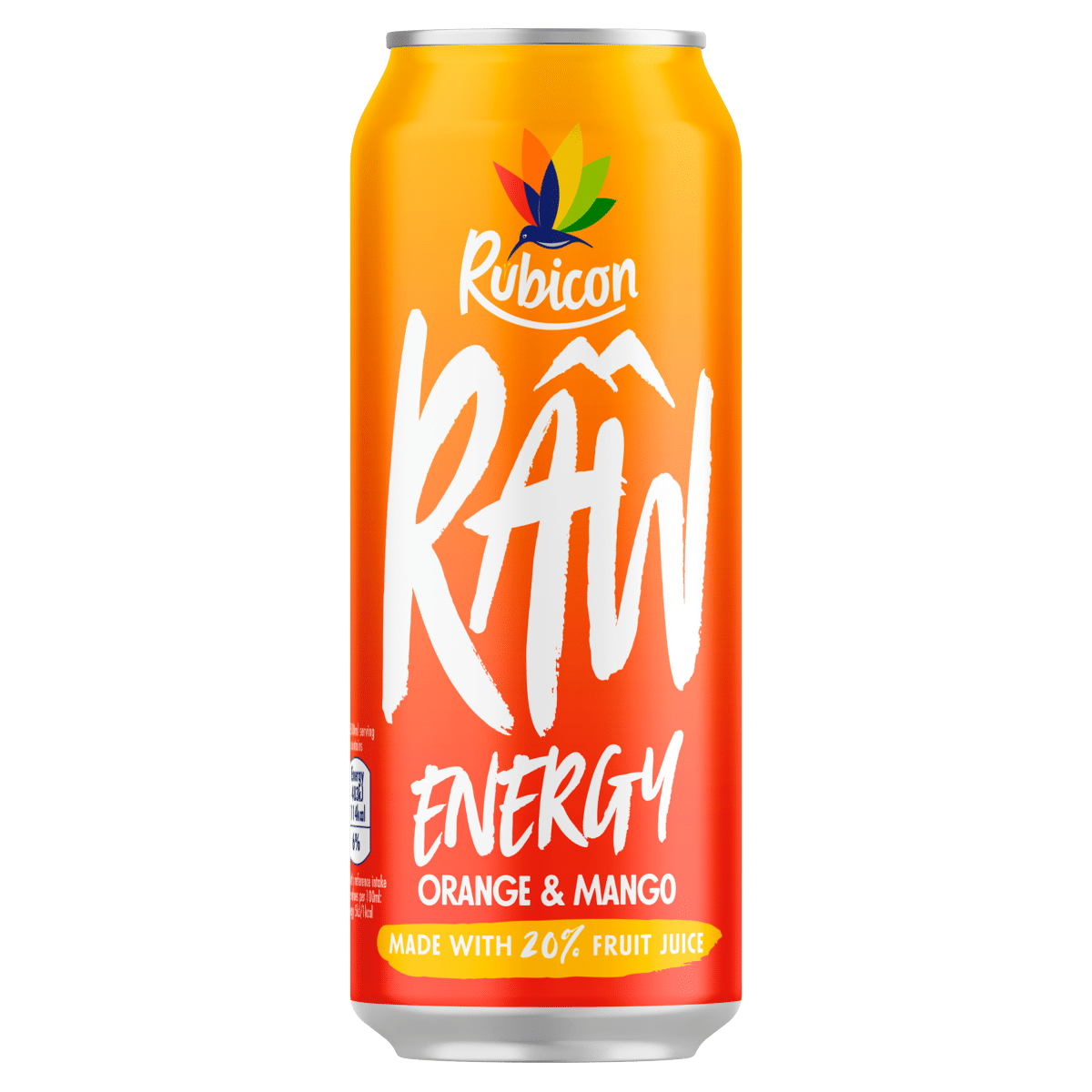 Rubicon Raw Energy Orange & Mango Can 500ml