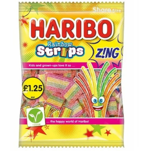Haribo Rainbow Strips Zings Bag 125g PMP £1.25