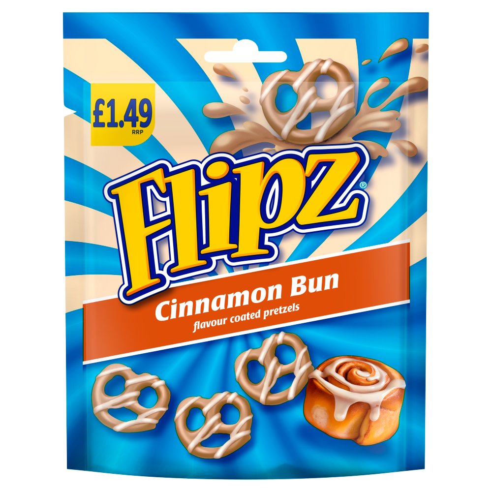 Flipz Cinnamon Bun Pretzels Bag 149g PMP £1.49