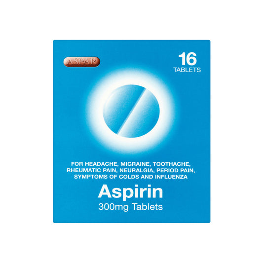 Aspar Aspirin Tablets Tub (300mg × 16 Tablets)