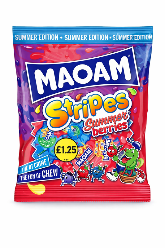 Maoam Stripes Sour Berry Bag 125g PMP £1.25