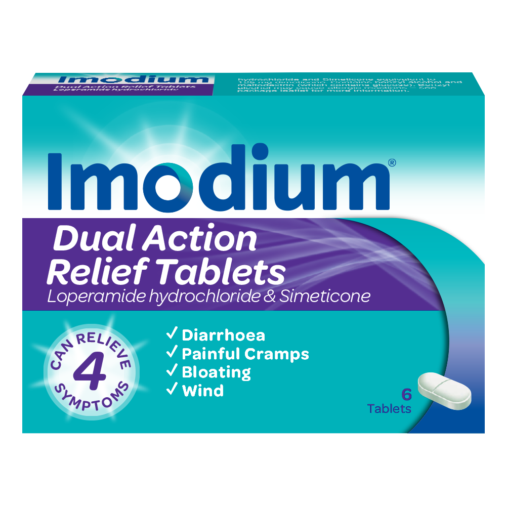 Imodium Dual Action Tablets (2mg × 6 Tablets)