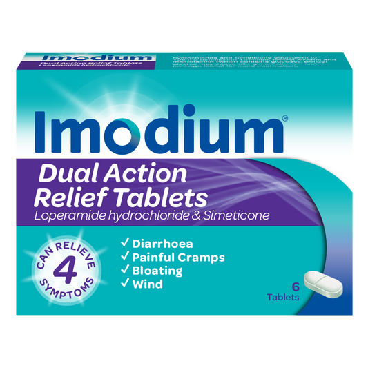 Imodium Dual Action Tablets (2mg × 6 Tablets)