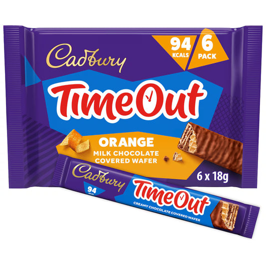 Cadbury Time Out Orange Milk Chocolate Wafer 6-Pack Multipack 108g