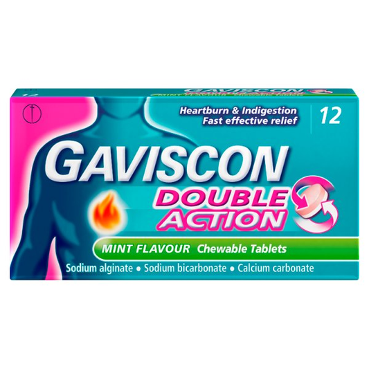 Gaviscon Double Action Mint Flavour Chewable Tablets 12 Tablets