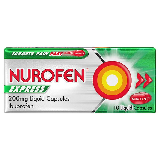 Nurofen Express 200 mg Liquid Capsules Ibuprofen 10 Capsules
