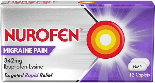 Nurofen Migraine Pain 342 mg Ibuprofen Lysine (12-Caplets)
