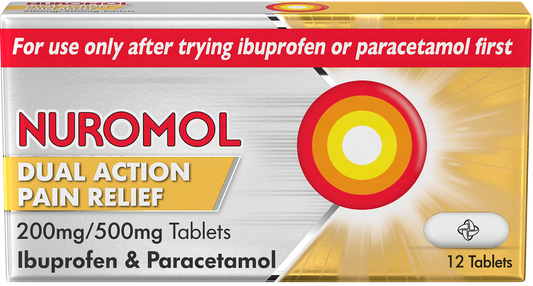 Nuromol Dual Action pain relief 200mg/500mg Tablets 12 Tablets
